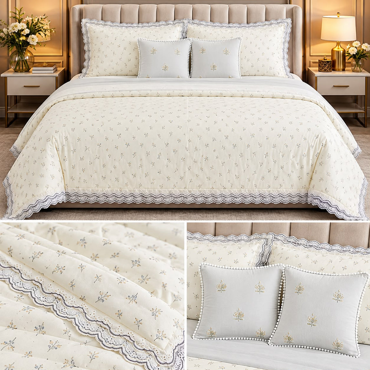 Pure Muslin Luxury 6 Pcs Comforter Bedding Set – King Size Product Code :- 55B385RKEH