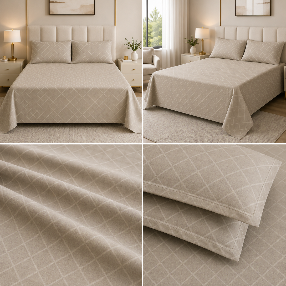 Elegant Self-Design King Size 3 Pcs Bedsheet Set – 108×108 Inches | Product Code :- 55B75RKEH