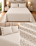 English Floral Cotton Bedsheet with 3-Button Pillow Covers – 2.5m × 2.7m