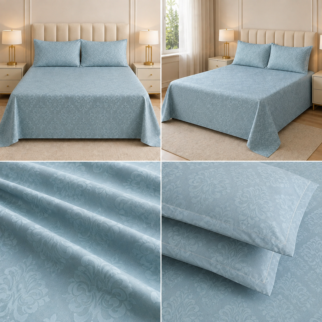 Elegant Self-Design King Size 3 Pcs Bedsheet Set – 108×108 Inches | Product Code :- 55B75RKEH