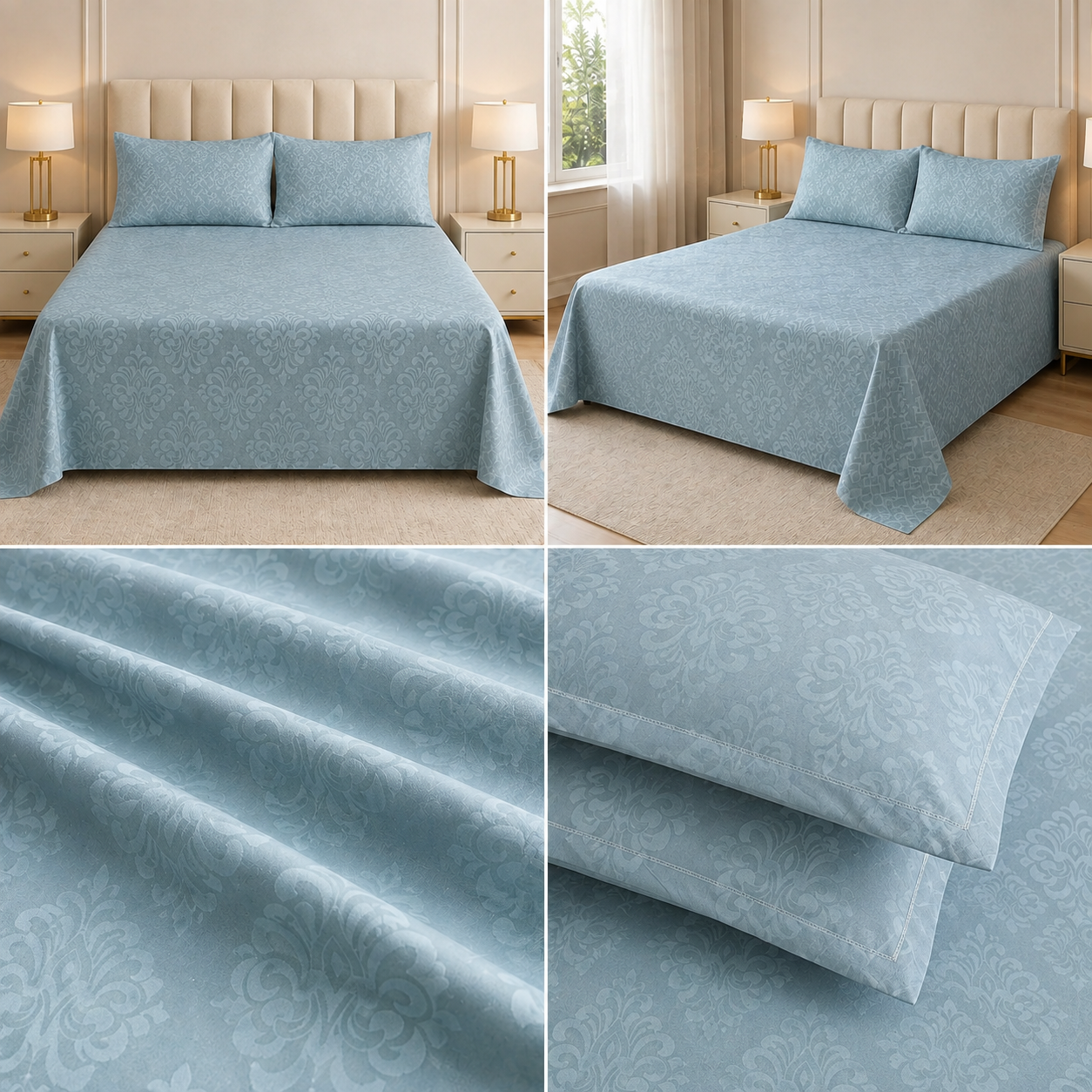 Elegant Self-Design King Size 3 Pcs Bedsheet Set – 108×108 Inches | Product Code :- 55B75RKEH