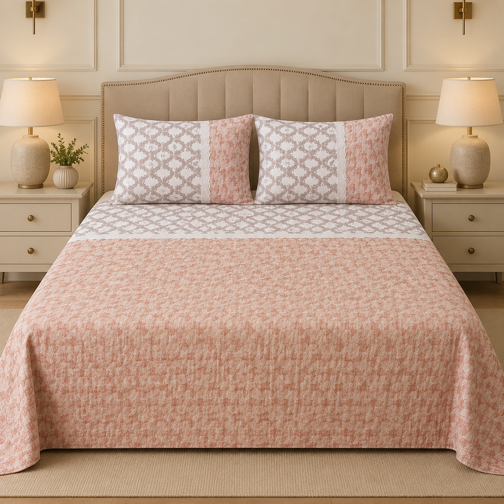 🛏️ English Bedsheet 108×108 – Elegant Comfort for Your Bedroom ProductCode :- 55B105RKEH