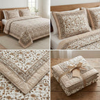 English Garden Floral Quilted Bedcover – 3 Piece Set with Matching Pillow Covers