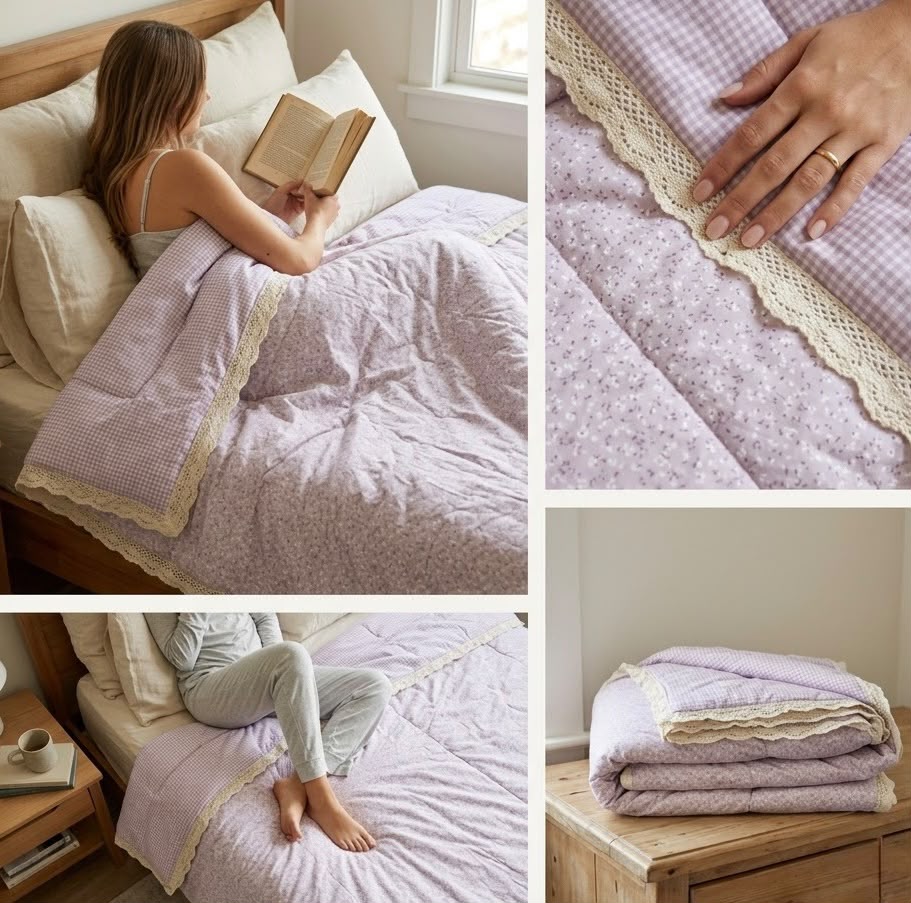 Lavender Cottage Reversible Comforter – Double Bed 230 × 250 CM