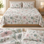 Premium English Botanical Floral Printed Bedsheet Set – King Size 3 Pcs