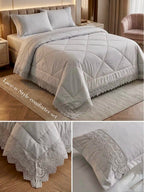 4-Piece Luxury AC Comforter Set with Lace Detailing – King Size
