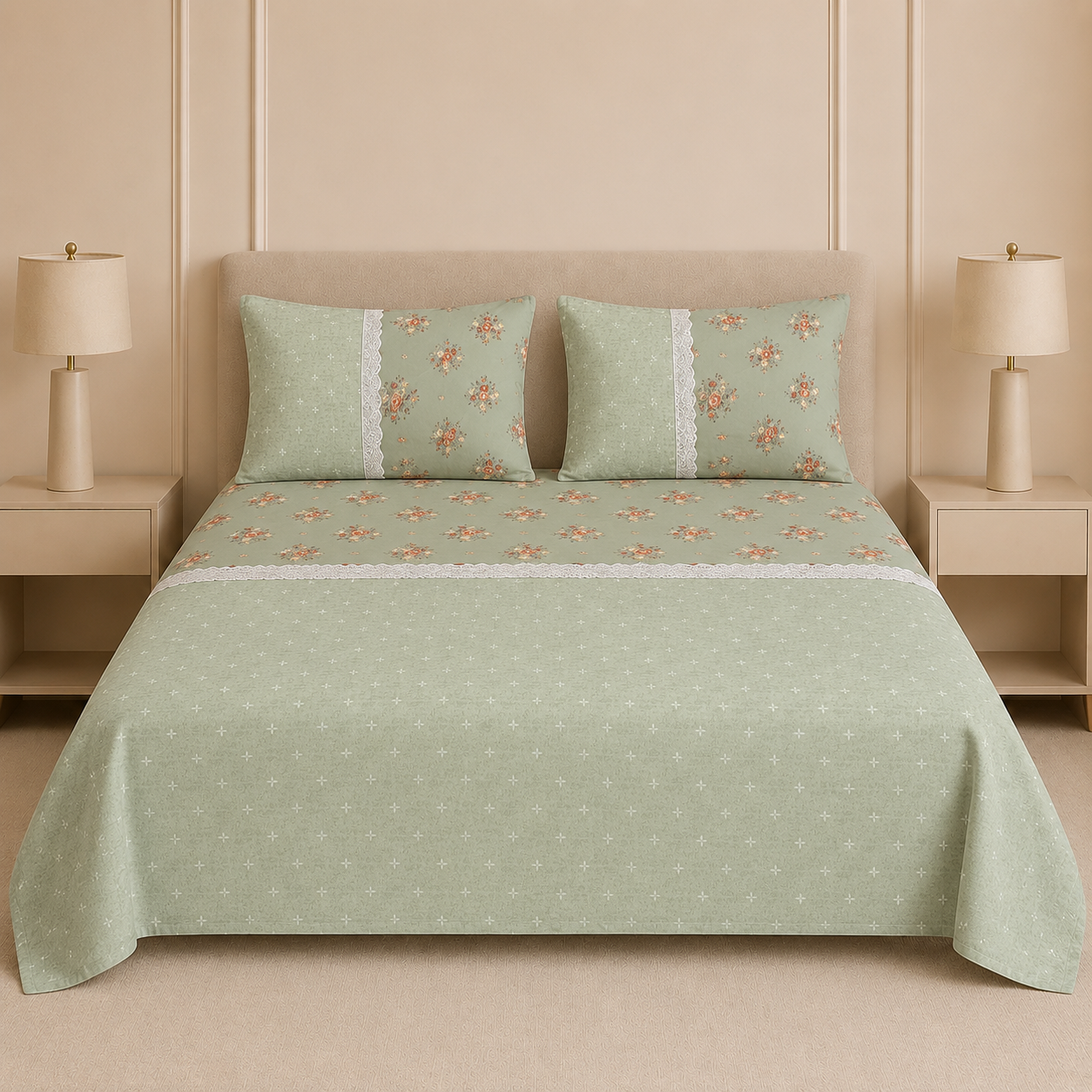 🛏️ English Bedsheet 108×108 – Elegant Comfort for Your Bedroom ProductCode :- 55B105RKEH
