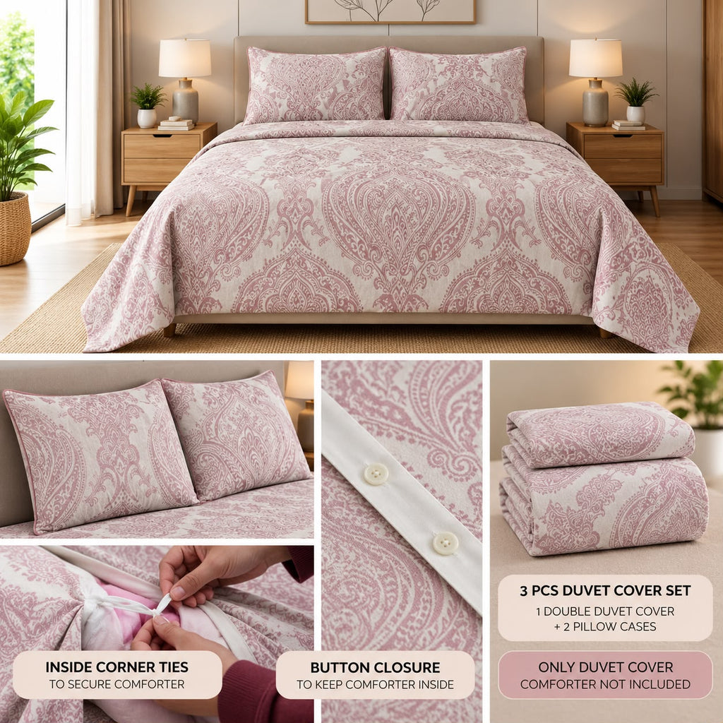 Luxury Jacquard King Size Duvet Cover Set – 3 Pcs | 1 Duvet Cover + 2 Pillow Covers