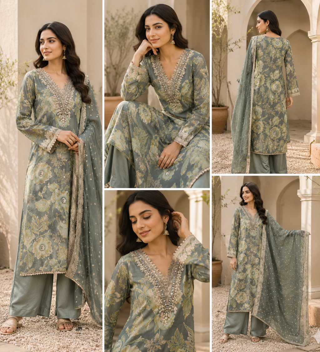 Pista Noor 3-Piece Unstitched Suit ✨