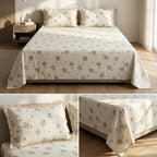 Designer Cotton Bedsheet Set with Elegant Tassel Fringe Pillow Covers – King Size (3 Pcs)