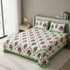 Sukoon Block Print King Size Bedsheet 100% Pure Cotton – King Size 8 × 9 Feet | Product Code :- 55B68RKEH