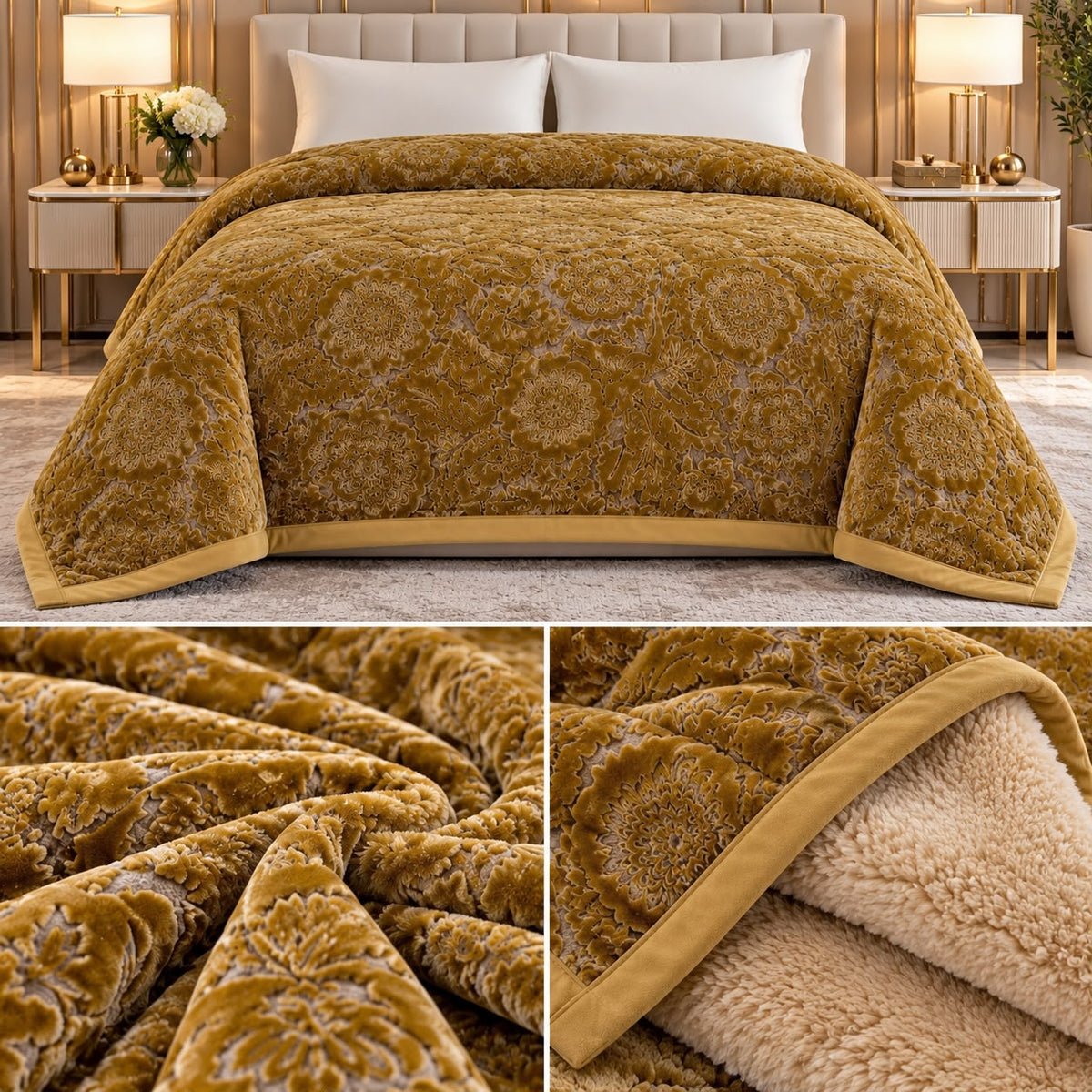 Feather Touch Triple Ply Luxury Winter Blanket – Double Bed | Heavy & Super Soft Product Code :- 55B335RKEH