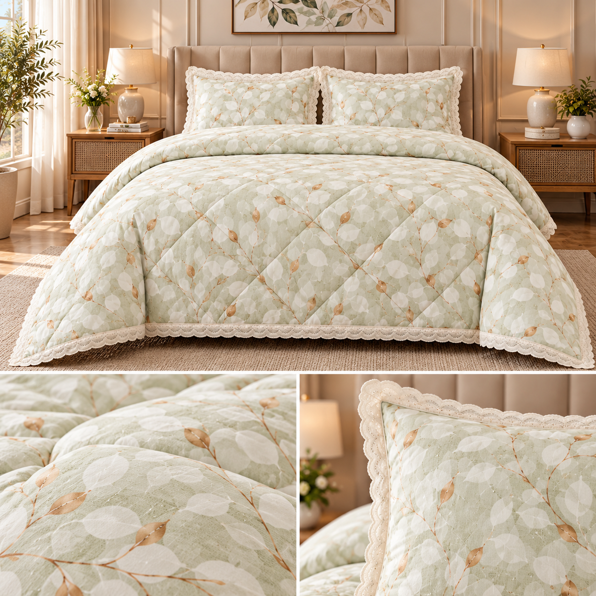 Lavender Bloom Floral Comforter Set – King Size 3 Pcs Product Code :- 55B325RKEH