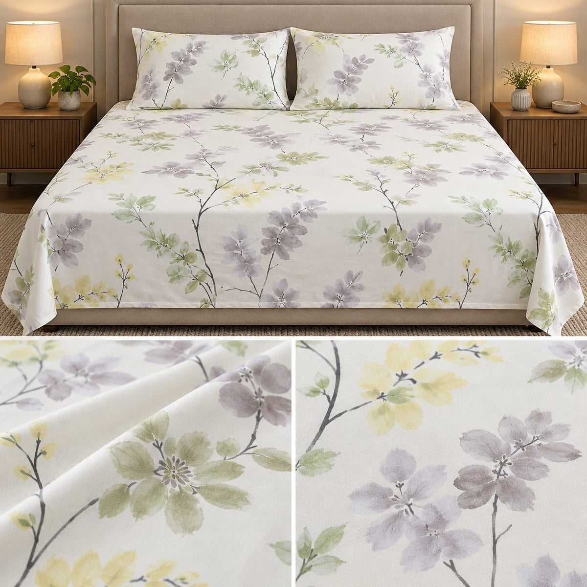 Signature Elegance Luxury Designer Printed Bedsheet Set – Super Jumbo King Size 122 x 122 Inch