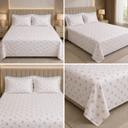 English Floral Print King Size Bedsheet with Lace Pillow Covers – 250 × 270 cm