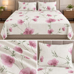 Midnight Bloom Premium Pure Cotton Floral Bedsheet Set – Jumbo King Size 3 Pcs (122 × 122 Inches)