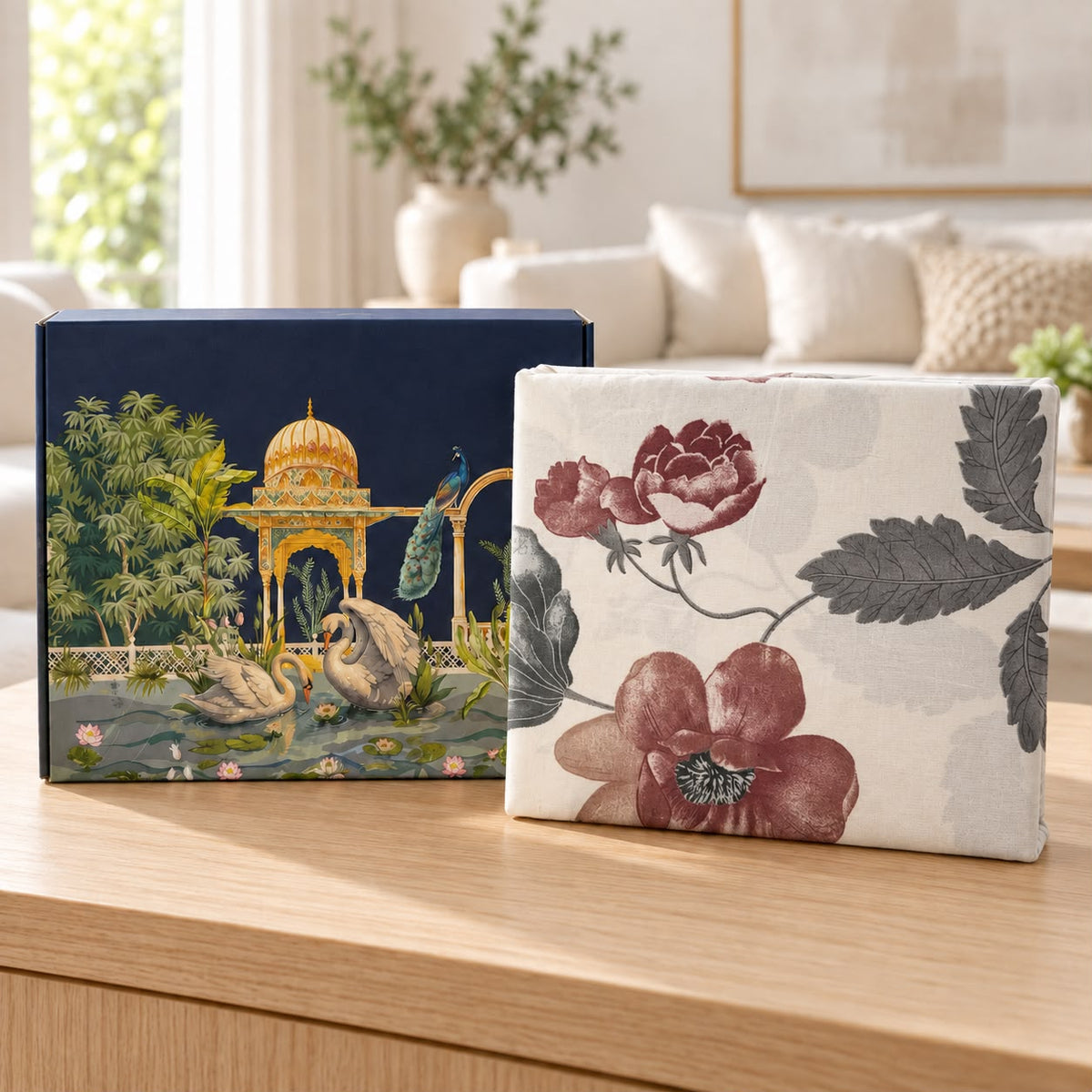 Luxury Botanical Printed Bedsheet Gift Box – Premium 3 Pcs Set