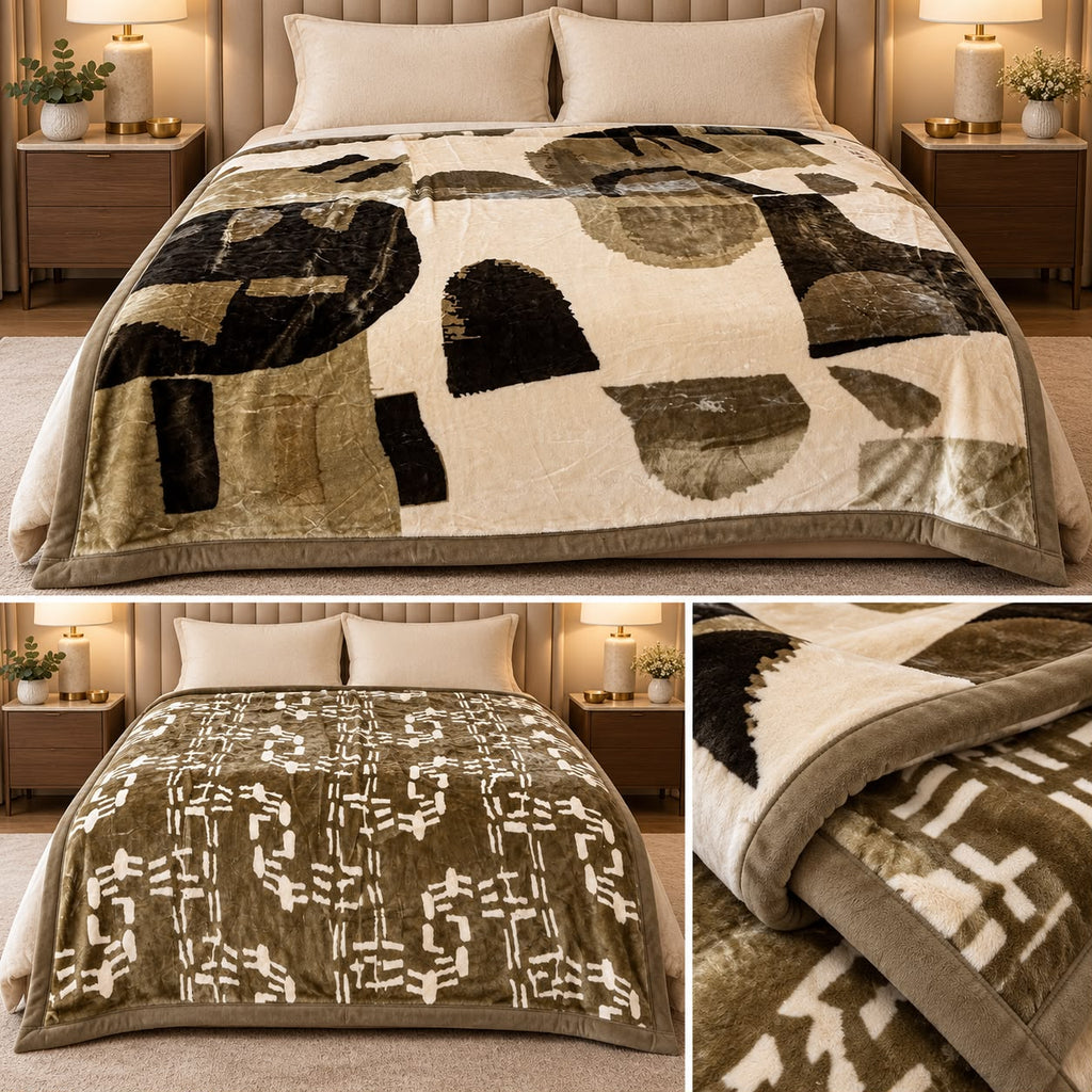 Dual-Side Reversible Winter Blanket – Double Bed | Ultra Soft Plush Velvet Luxury Blanket
