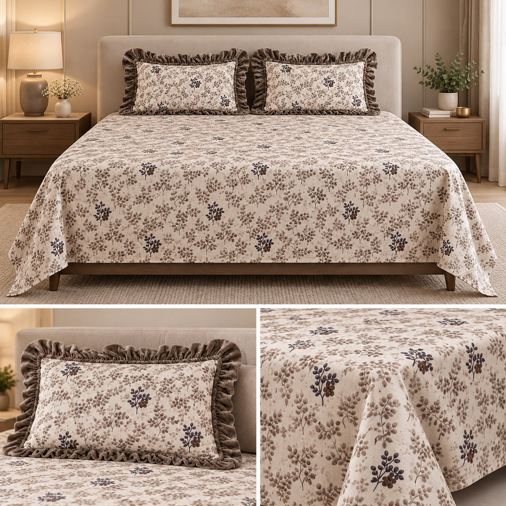 Vintage Bloom Premium Winter Bedsheet Set – 3 Pcs set Product Code :- 55B225RKEH