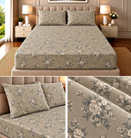 Elegance Pure Cotton King Size Fitted Bedsheet – 3 Piece Set with 2 Pillow Covers