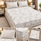 Wildflower Whisper 100% Pure Cotton Fitted Bedsheet Set