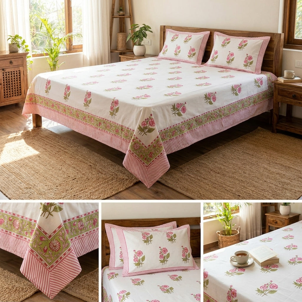 Cotton Double Bedsheet Set – 108 x 108 Inches
