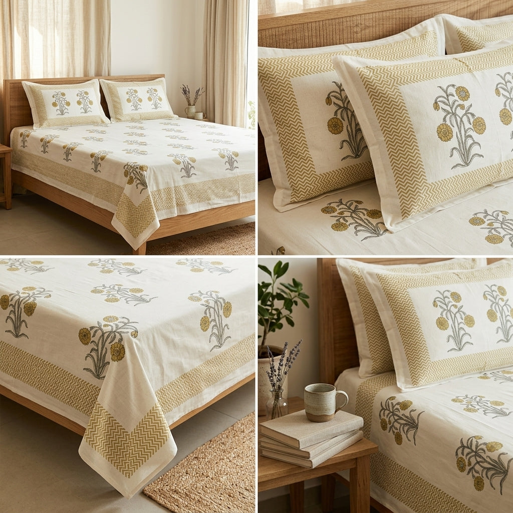 Cotton Double Bedsheet Set – 108 x 108 Inches