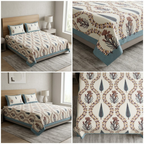 Sukoon Block Print King Size Bedsheet – 8 × 9 Feet | Product Code :- 55B68RKEH