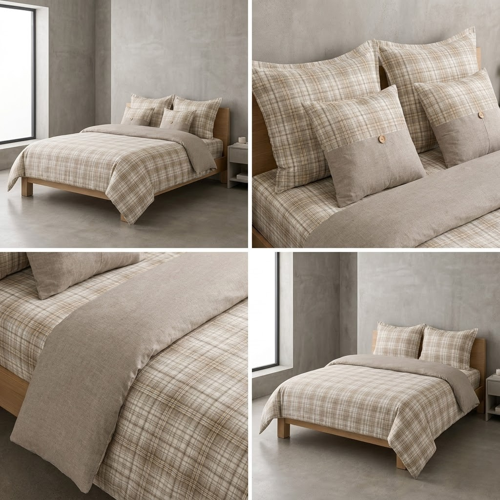 Gingham 6 PCS Luxury King Size Bedding Set |Product Code :- 55B325RKEH