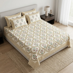 Sukoon Block Print King Size Bedsheet – 8 × 9 Feet | Product Code :- 55B68RKEH