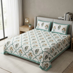 Sukoon Block Print King Size Bedsheet – 8 × 9 Feet | Product Code :- 55B68RKEH