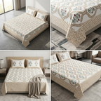 Sukoon Block Print King Size Bedsheet – 8 × 9 Feet | Product Code :- 55B68RKEH