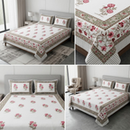Sukoon Block Print King Size Bedsheet – 8 × 9 Feet | Product Code :- 55B68RKEH
