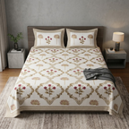 Sukoon Block Print King Size Bedsheet – 8 × 9 Feet | Product Code :- 55B68RKEH
