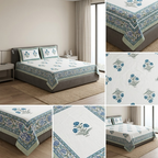 Sukoon Block Print King Size Bedsheet – 8 × 9 Feet | Product Code :- 55B68RKEH