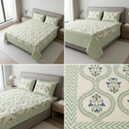 Sukoon Block Print King Size Bedsheet – 8 × 9 Feet | Product Code :- 55B68RKEH