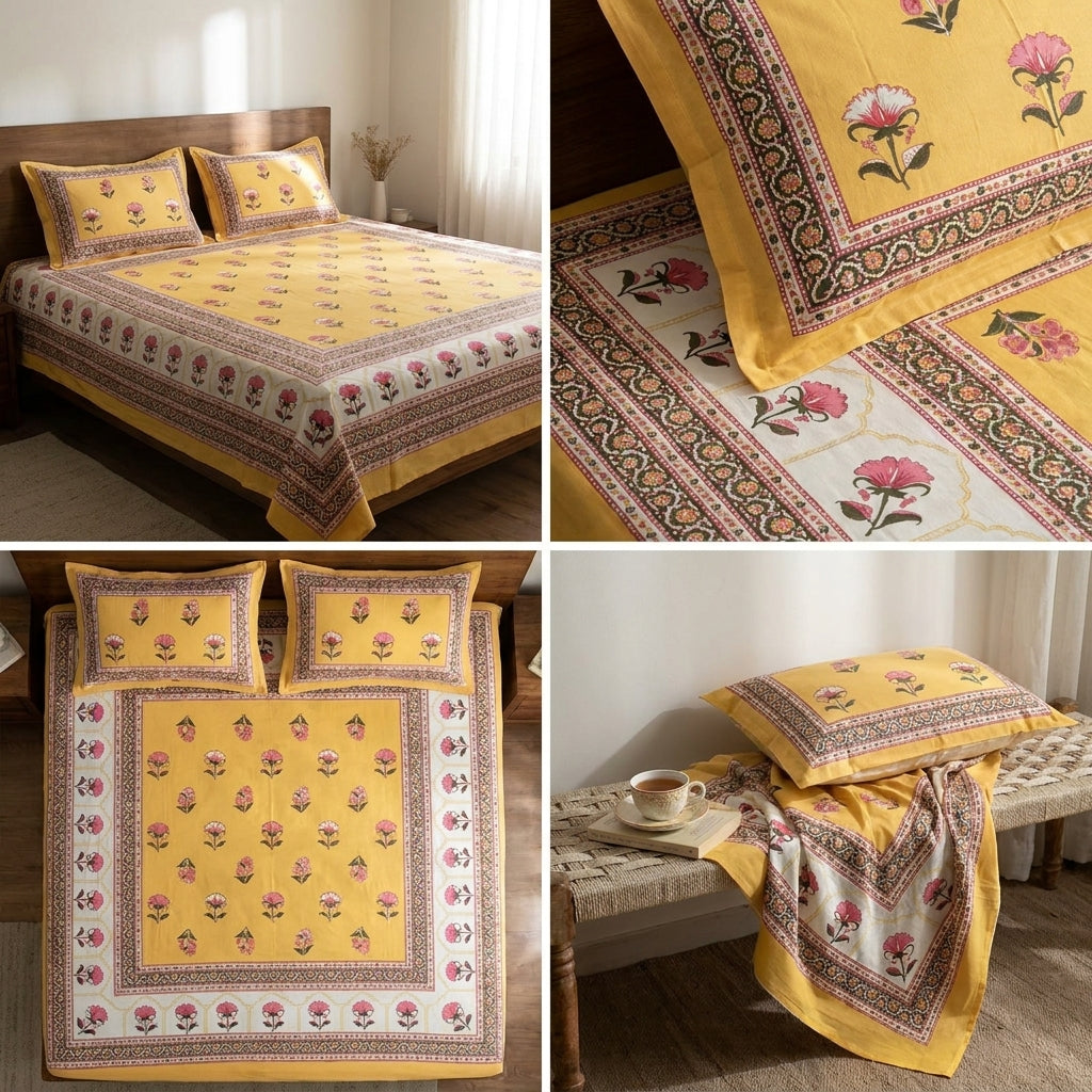Cotton Double Bedsheet Set – 108 x 108 Inches