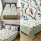 Sukoon Block Print King Size Bedsheet – 8 × 9 Feet | Product Code :- 55B68RKEH