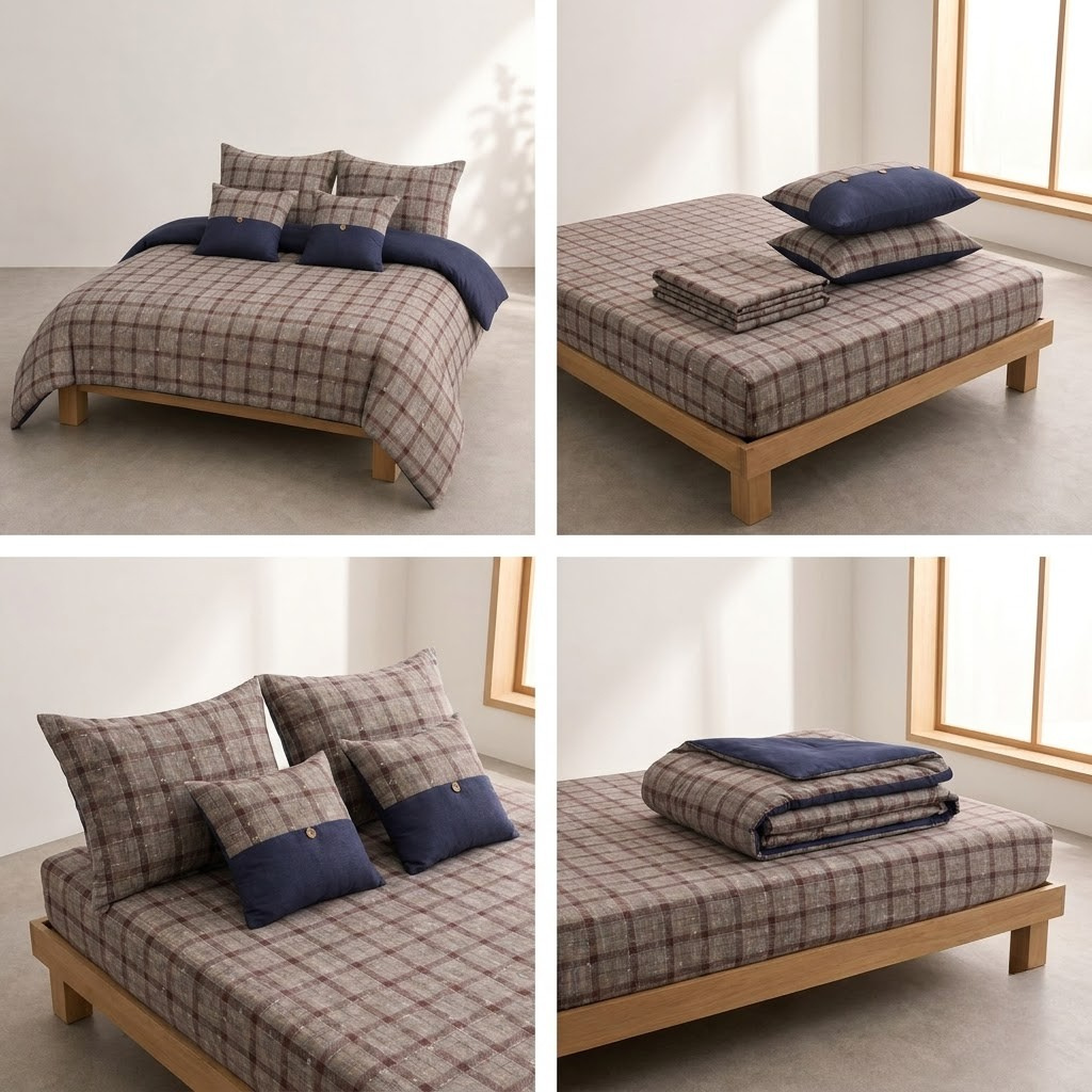 Gingham 6 PCS Luxury King Size Bedding Set |Product Code :- 55B325RKEH