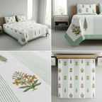 Sukoon Block Print King Size Bedsheet – 8 × 9 Feet | Product Code :- 55B68RKEH