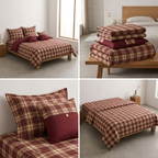 Gingham 6 PCS Luxury King Size Bedding Set |Product Code :- 55B325RKEH