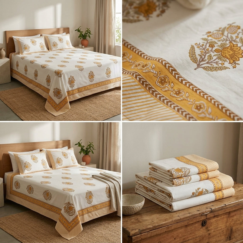 Cotton Double Bedsheet Set – 108 x 108 Inches