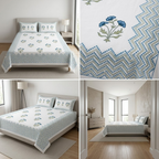 Sukoon Block Print King Size Bedsheet – 8 × 9 Feet | Product Code :- 55B68RKEH
