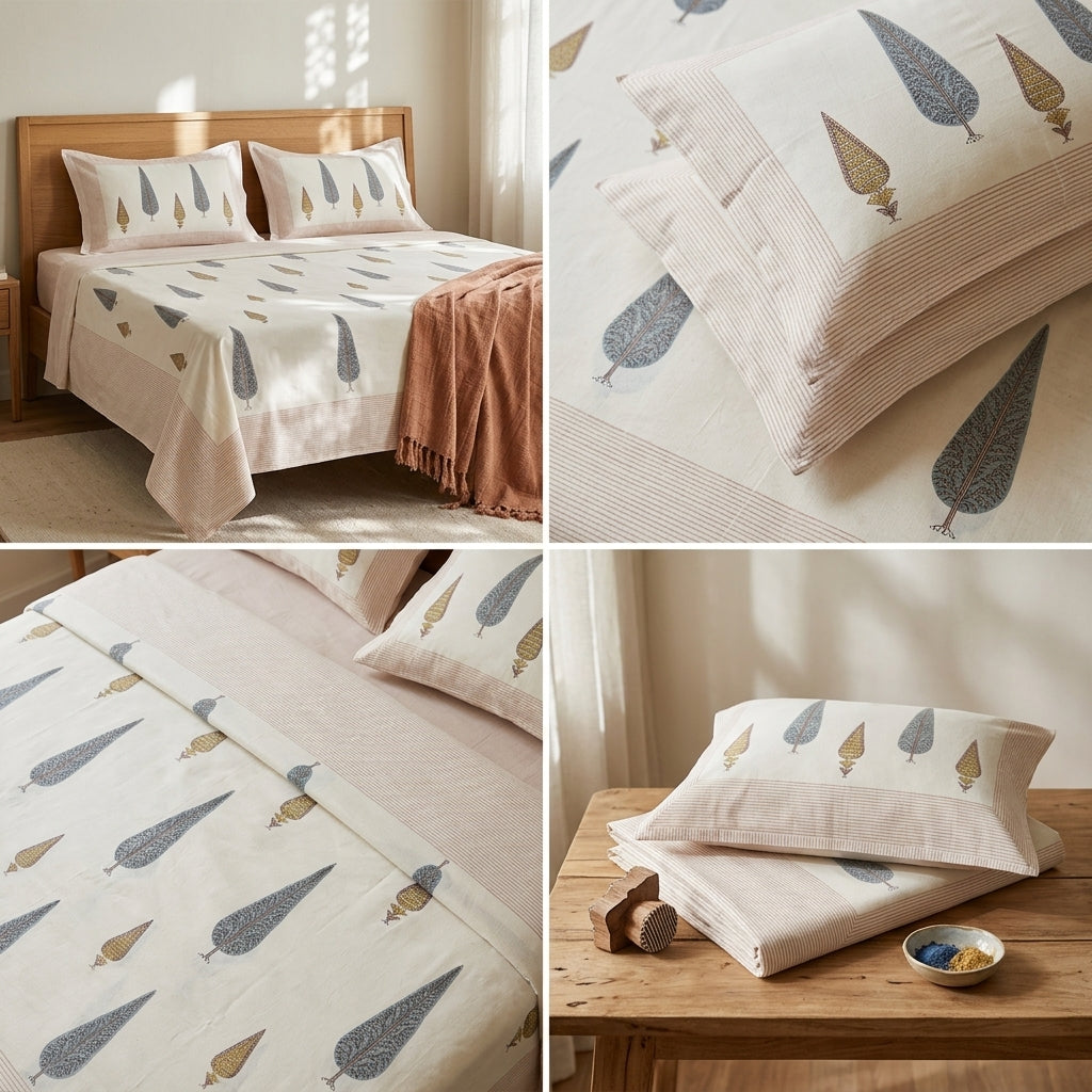 Cotton Double Bedsheet Set – 108 x 108 Inches