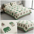 Sukoon Block Print King Size Bedsheet – 8 × 9 Feet | Product Code :- 55B68RKEH