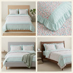 English  4-Piece Frill Lace AC Quilt Set – King Size | Elegant Dual Design