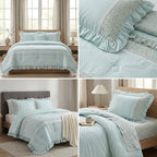 English  4-Piece Frill Lace AC Quilt Set – King Size | Elegant Dual Design