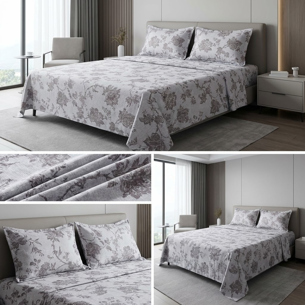 🌿 Soft Rib Cotton Bedsheet | King Size 108 x 108 | Product Code :- 55B99RKEH
