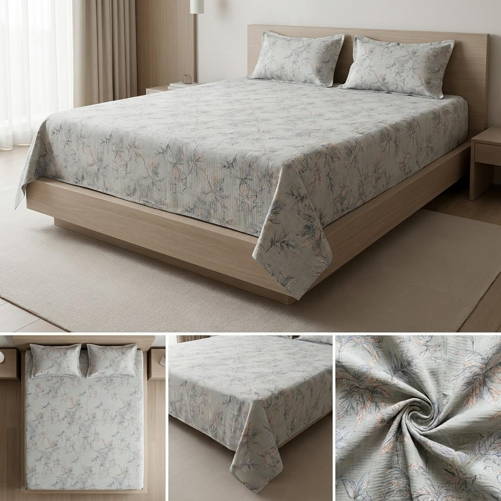 🌿 Soft Rib Cotton Bedsheet | King Size 108 x 108 | Product Code :- 55B99RKEH