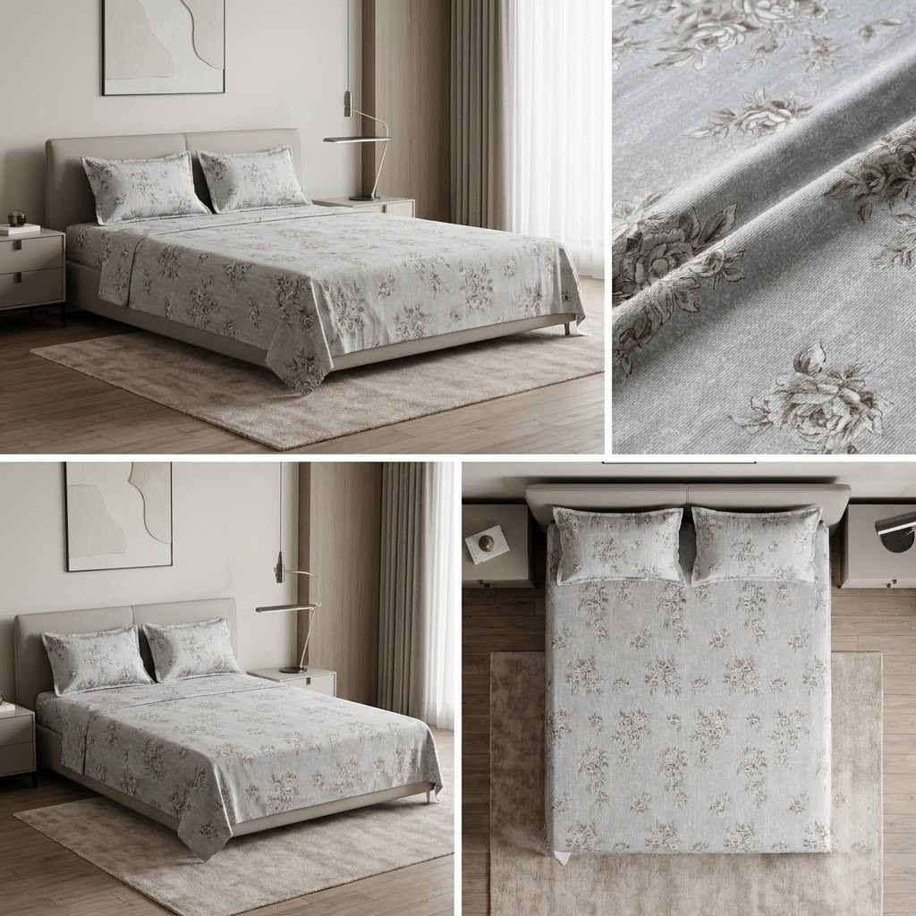 🌿 Soft Rib Cotton Bedsheet | King Size 108 x 108 | Product Code :- 55B99RKEH